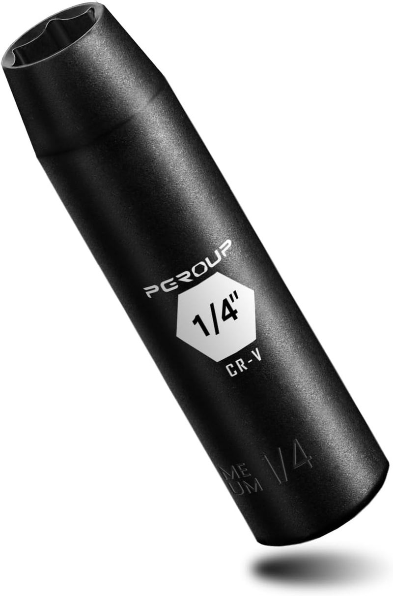 pgroup 3/8” Drive Deep Impact Socket, SAE(1/4 Inch socket), 6-Point, Cr-V Steel With Black Manganese Phosphate Coating - Image 1